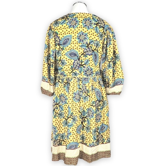 Boho Baybydoll Border Print Dress S - Picture 8 of 10